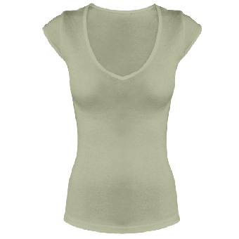 Leichtes V-Neck Shirt Moss Green | XL